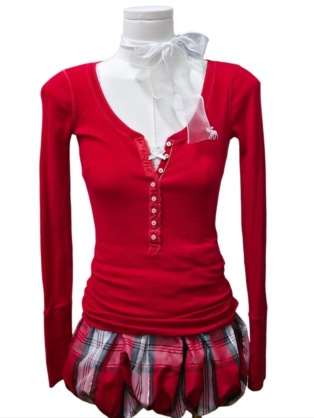 Abercrombie vintage ribbed long sleeve button up henley
